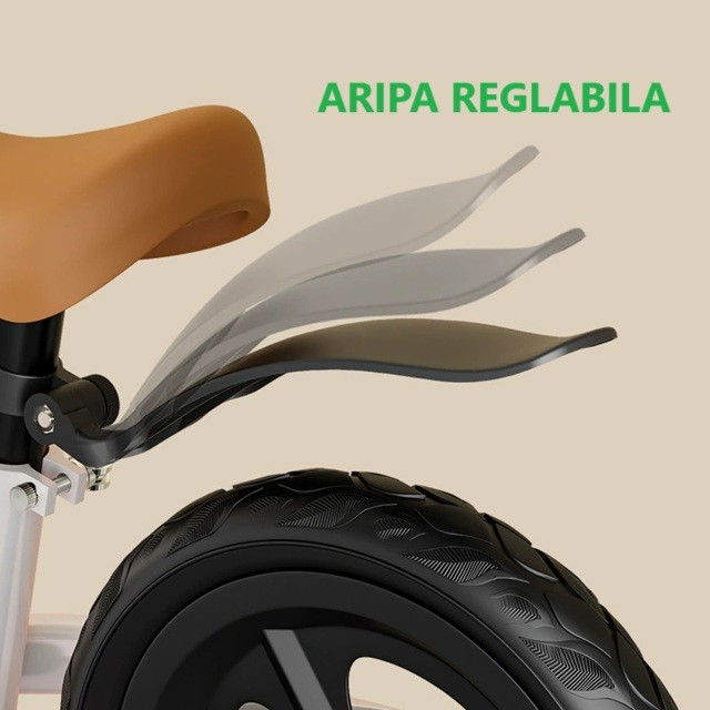 Bicicleta de echilibru, pentru copii, fara pedale, cu doua roti, 2-6 ani, inaltime reglabila, 82 x 55 x 45 cm, alb [8]