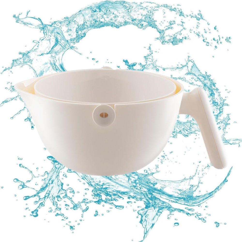 Bol cu doua straturi, pentru fructe, legume, cu cos de scurgere a apei, 2l, din abs+pp, 29.9 x 22.5 x 11.8 cm, alb [2]