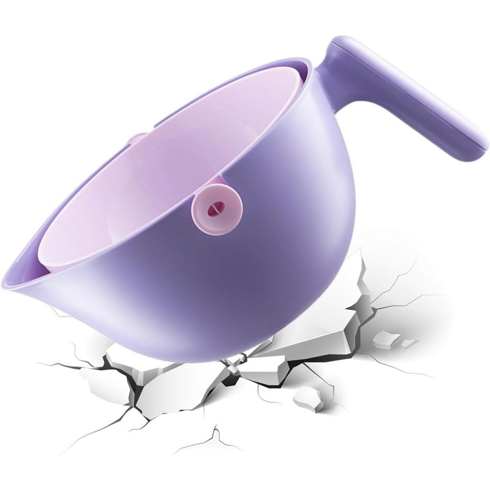 Bol cu doua straturi, pentru fructe, legume, cu cos de scurgere a apei, 2l, din abs+pp, 29.9 x 22.5 x 11.8 cm, mov [2]