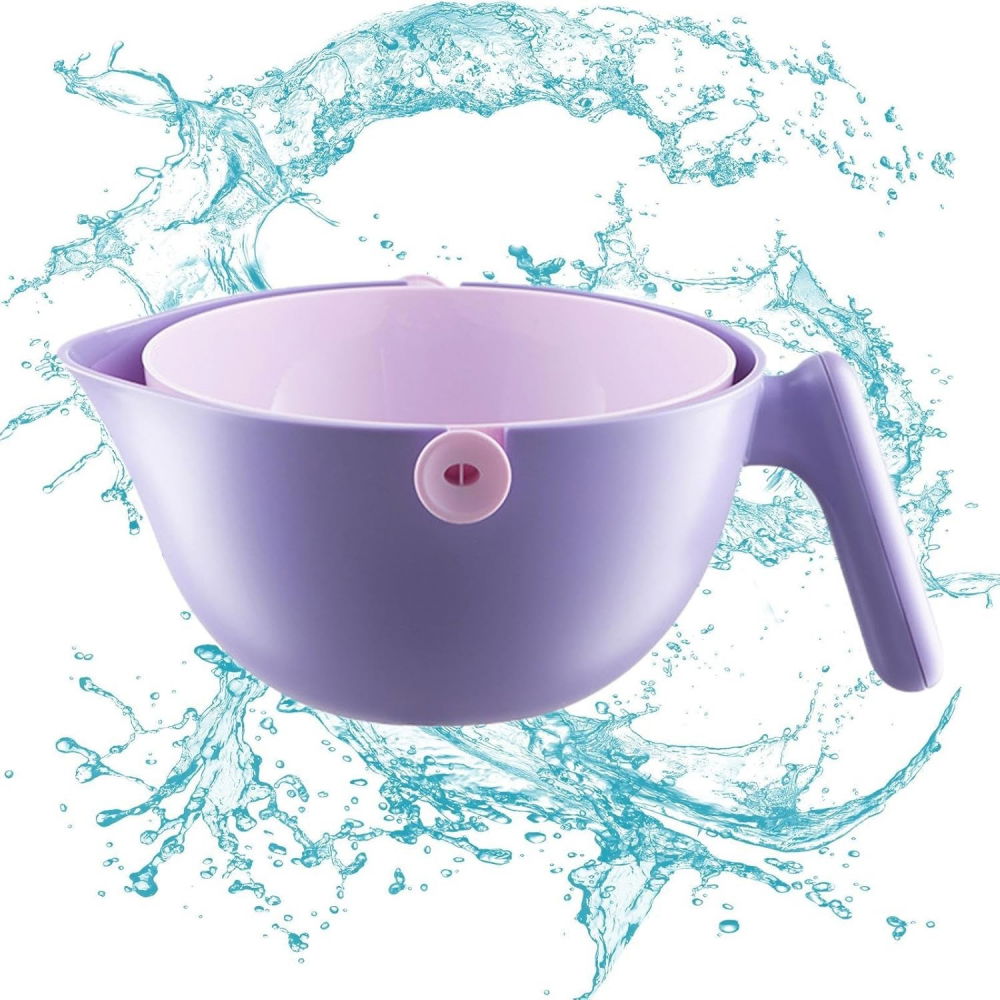 Bol cu doua straturi, pentru fructe, legume, cu cos de scurgere a apei, 2l, din abs+pp, 29.9 x 22.5 x 11.8 cm, mov [3]