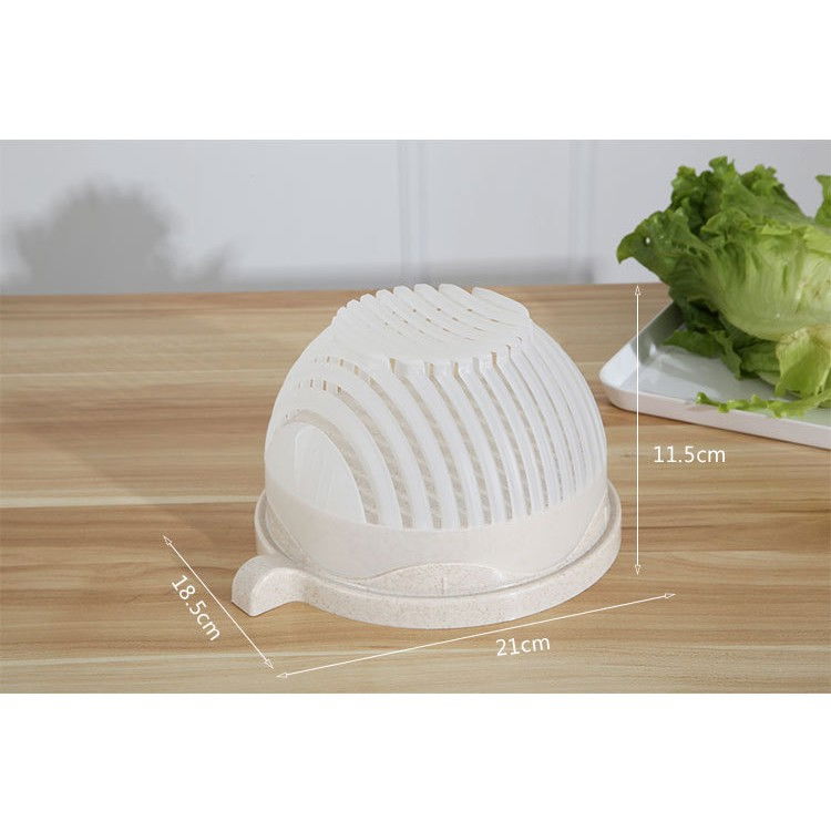 Bol feliator pentru salata, castron multifunctional pentru legume si fructe, pentru spalat si taiat legumele, cu scurgere si tocator, ergonomic, protectie pentru maini, 21x18.5x11.5 cm, alb [10]