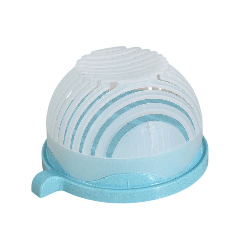 Bol feliator pentru salata, castron multifunctional pentru legume si fructe, pentru spalat si taiat legumele, cu scurgere si tocator, ergonomic, protectie pentru maini, 21x18.5x11.5 cm, albastru [1]