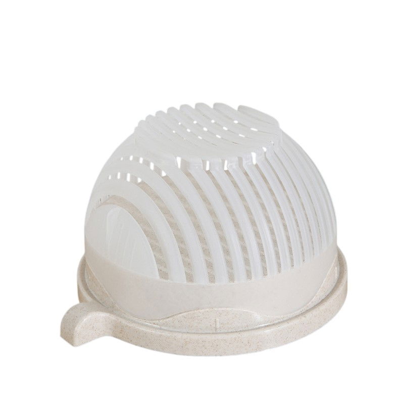 Bol feliator pentru salata, castron multifunctional pentru legume si fructe, pentru spalat si taiat legumele, cu scurgere si tocator, ergonomic, protectie pentru maini, 21x18.5x11.5 cm, alb [1]