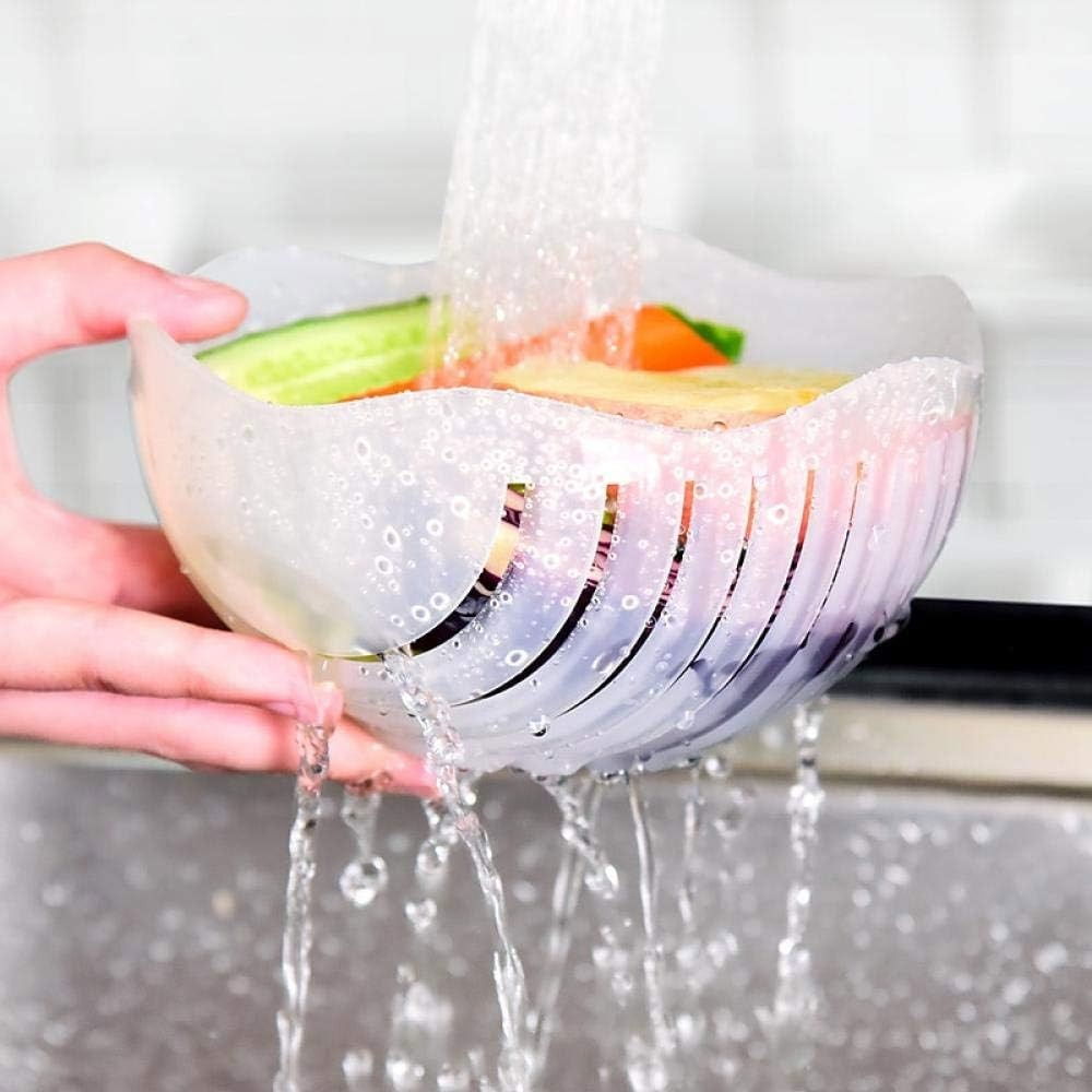 Bol feliator pentru salata, castron multifunctional pentru legume si fructe, pentru spalat si taiat legumele, cu scurgere si tocator, ergonomic, protectie pentru maini, 21x18.5x11.5 cm, mov [8]