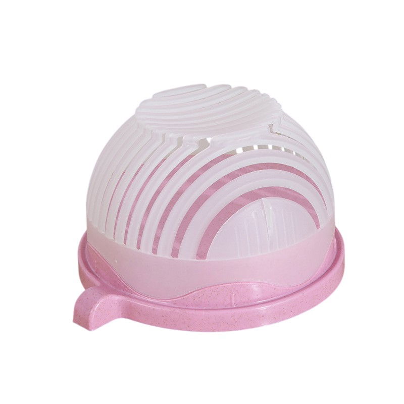 Bol feliator pentru salata, castron multifunctional pentru legume si fructe, pentru spalat si taiat legumele, cu scurgere si tocator, ergonomic, protectie pentru maini, 21x18.5x11.5 cm, roz [1]
