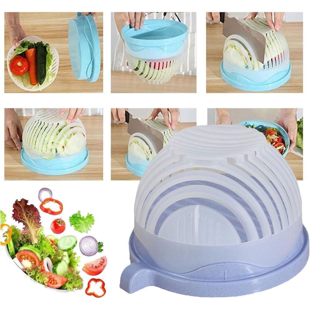 Bol feliator pentru salata, castron multifunctional pentru legume si fructe, pentru spalat si taiat legumele, cu scurgere si tocator, ergonomic, protectie pentru maini, 21x18.5x11.5 cm, mov [3]