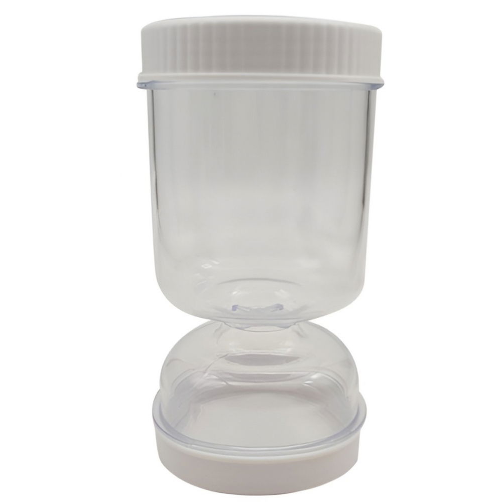 Borcan pentru muraturi, cu separator pentru lichide, ermetic, termorezistent, tip clepsidra, 2 furculite incluse, abs, alb, 18x9x9 cm [1]