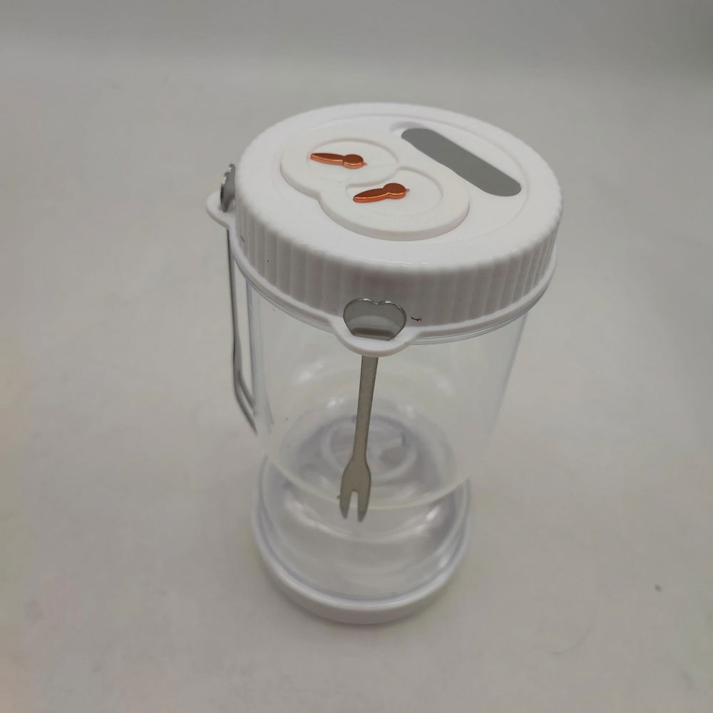 Borcan pentru muraturi, cu separator pentru lichide, ermetic, termorezistent, tip clepsidra, 2 furculite incluse, abs, alb, 18x9x9 cm [4]