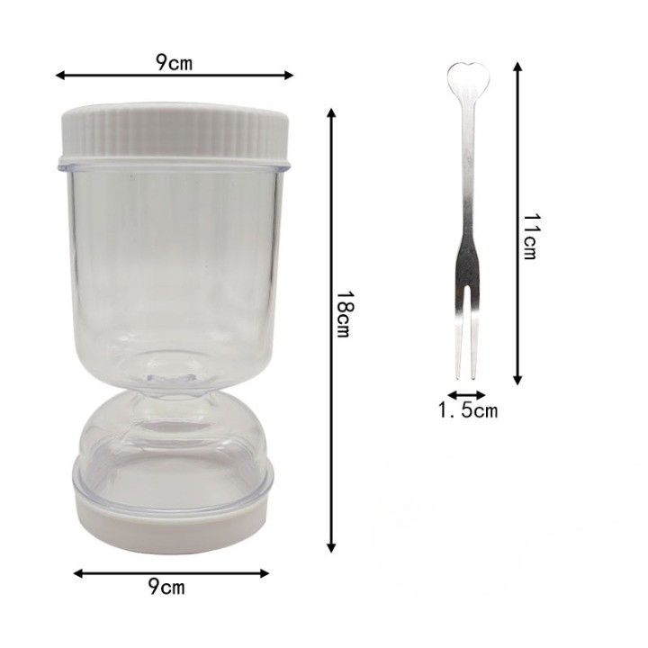 Borcan pentru muraturi, cu separator pentru lichide, ermetic, termorezistent, tip clepsidra, 2 furculite incluse, abs, alb, 18x9x9 cm [5]