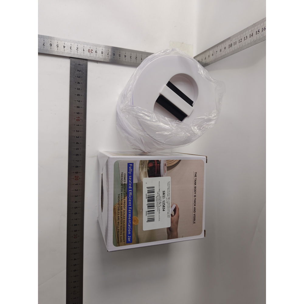 Borcan pentru muraturi, cu separator pentru lichide, ermetic, termorezistent, tip clepsidra, 800 ml, abs, alb, 13x11 cm [6]