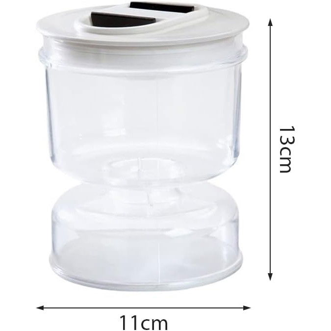 Borcan pentru muraturi, cu separator pentru lichide, ermetic, termorezistent, tip clepsidra, 800 ml, abs, alb, 13x11 cm [3]
