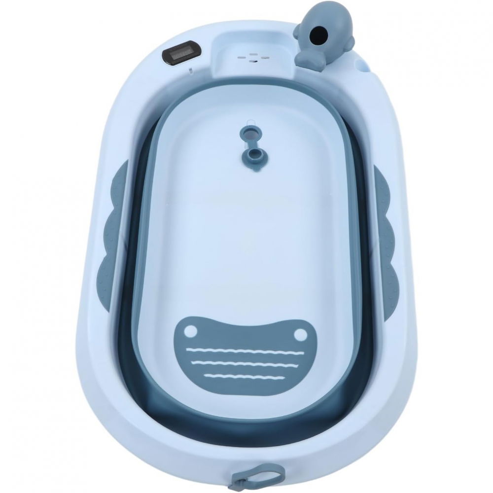 Cada de baie, pentru copii 0 luni - 6 ani, cu termometru, pliabila, perna suport inclusa, din plastic, 81.5 x 49 x 21.5 cm, albastru [6]