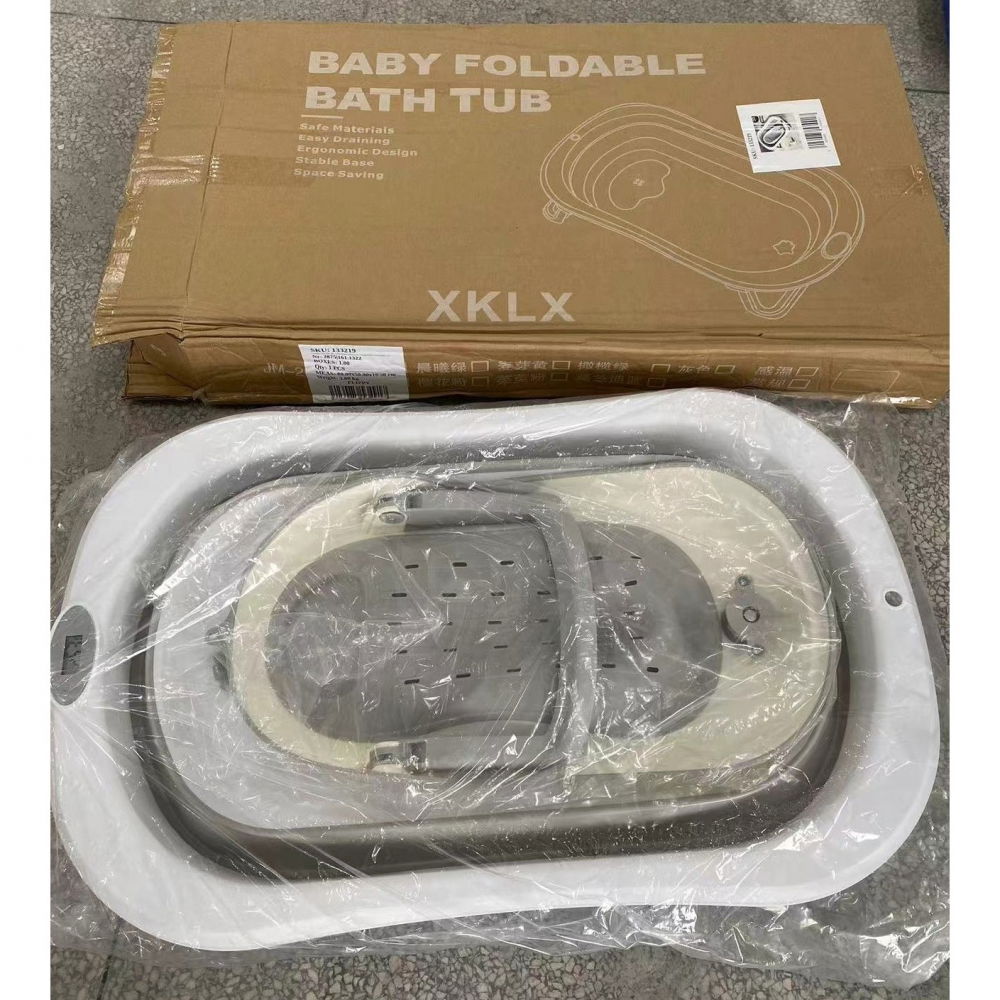 Cada de baie pliabila, cu suport, indicator de temperatura, 0-8 ani, din pp+tpr, 45 l capacitate, 80 x 50 x 23 cm, gri [6]