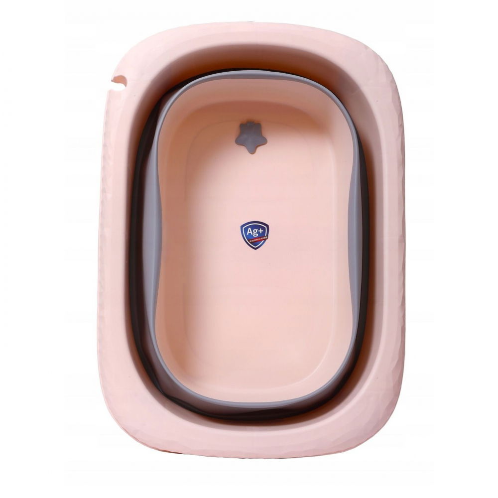 Cada pliabila pentru baie, din pp+tpe, pentru copii 0-6 ani, cu picioare, suport de sezut, scurgere etans, 80 x 52 x 42 cm, portocaliu [3]