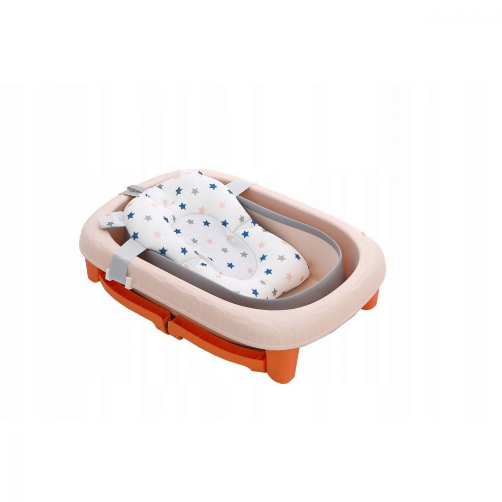 Cada pliabila pentru baie, din pp+tpe, pentru copii 0-6 ani, cu picioare, suport de sezut, scurgere etans, 80 x 52 x 42 cm, portocaliu [2]