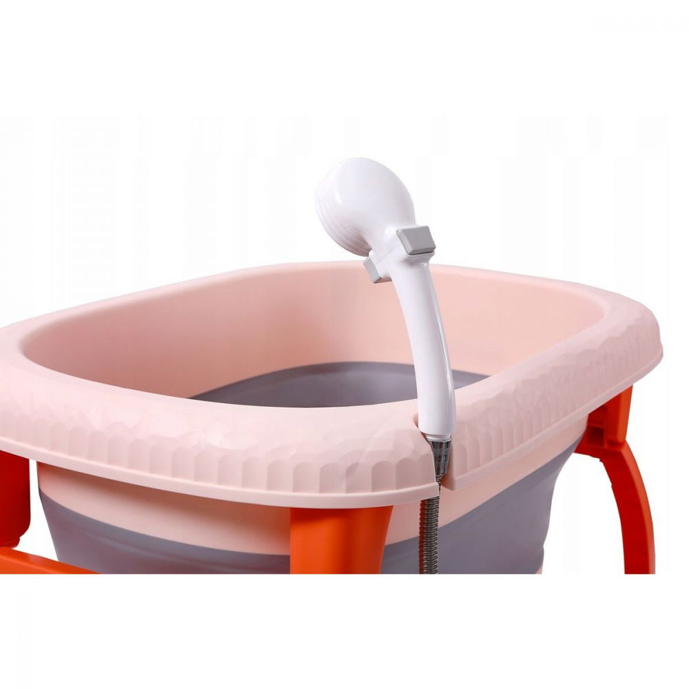 Cada pliabila pentru baie, din pp+tpe, pentru copii 0-6 ani, cu picioare, suport de sezut, scurgere etans, 80 x 52 x 42 cm, portocaliu [4]