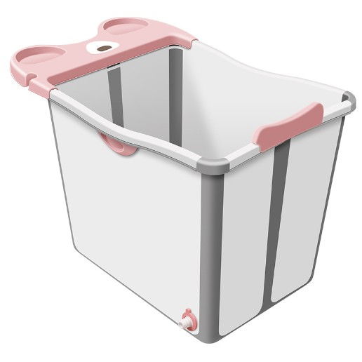Cada pliabila pentru baie, din pp+tpe, pentru copii +6 luni, model ursulet, scaun de interior, detasabil, 82 x 50 x 54 cm, roz [1]