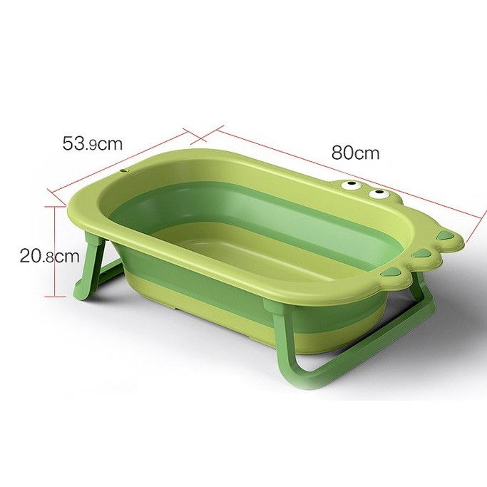 Cada pliabila pentru baie, din pp+tpr, pentru copii 0-6 ani, model crocodil, dop de scurgere, 80x54x21 cm, verde [3]