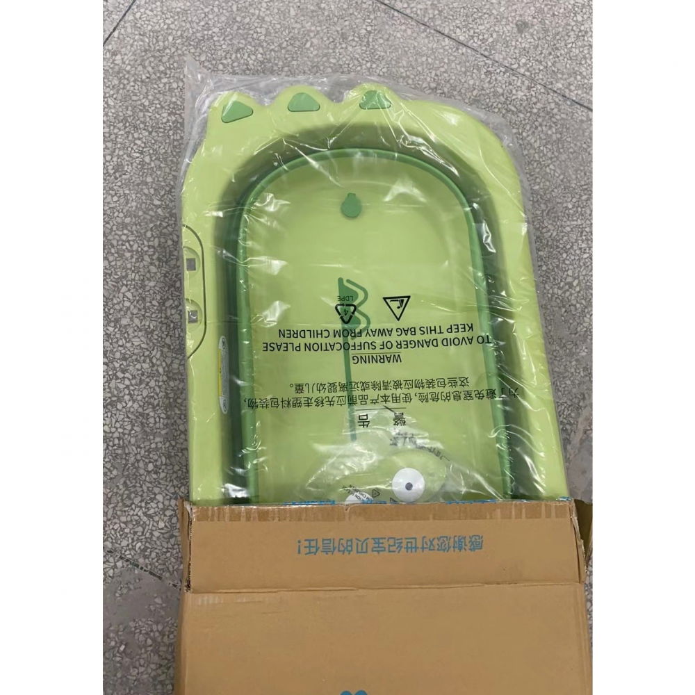 Cada pliabila pentru baie, din pp+tpr, pentru copii 0-6 ani, model crocodil, dop de scurgere, 80x54x21 cm, verde [2]