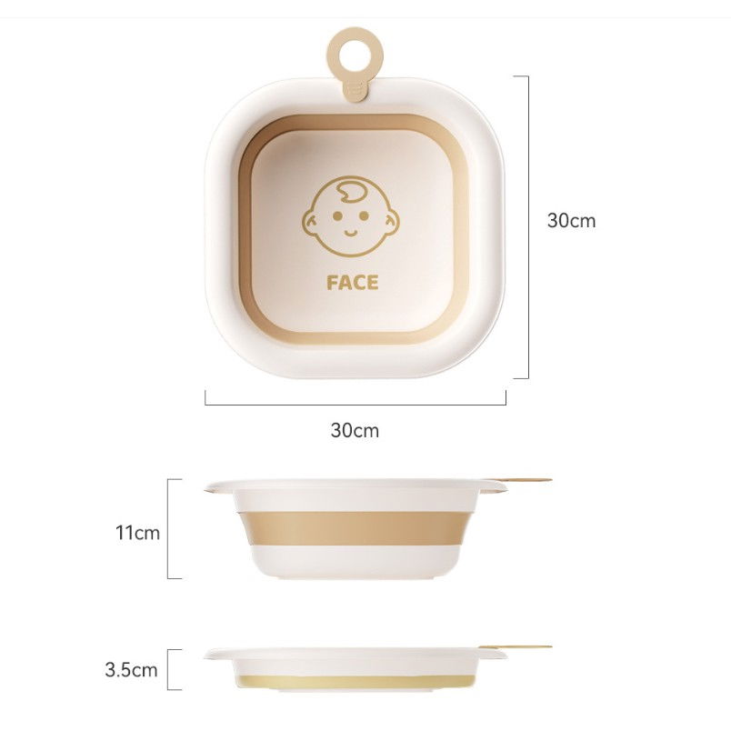 Cada pliabila pentru baie pentru copii, cadita pentru bebelusi, model patrat pentru fata, maro, 30x30x3.5 cm, 3.5 l [4]