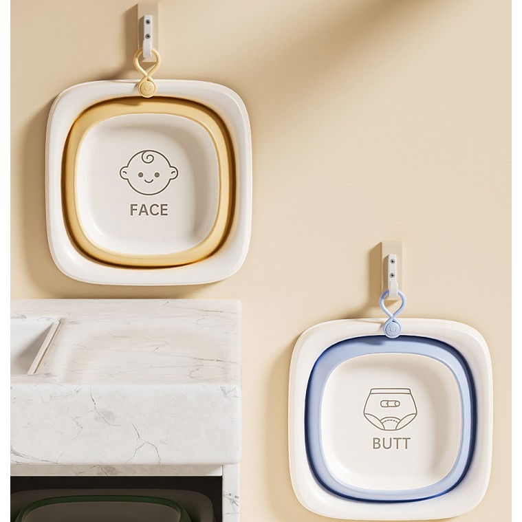 Cada pliabila pentru baie pentru copii, cadita pentru bebelusi, model patrat pentru fundulet, albastru, 32x27.5x3.7 cm, 4 l [6]