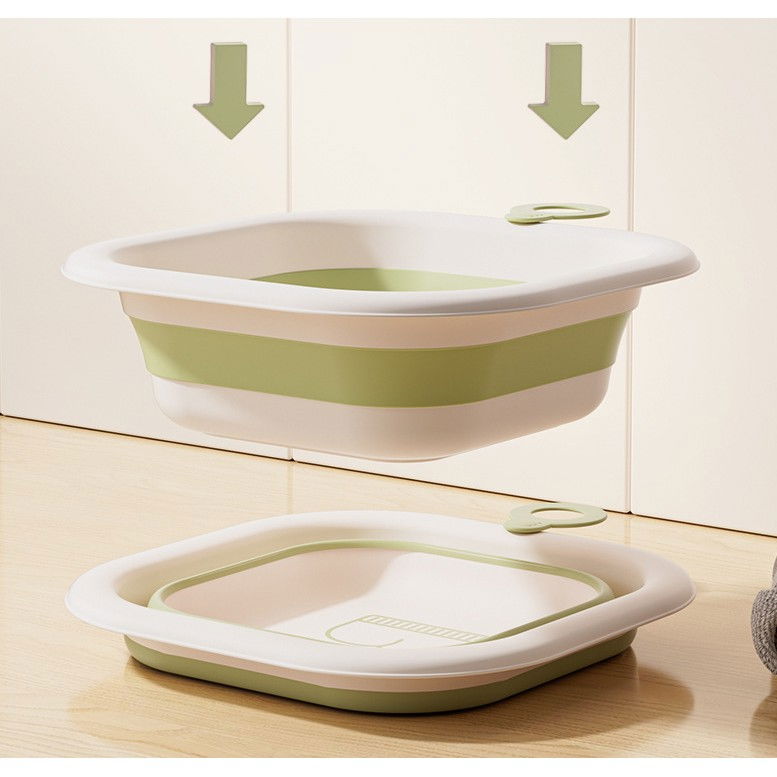 Cada pliabila pentru baie pentru copii, cadita pentru bebelusi, model patrat pentru fundulet, verde, 30x30x3.5 cm, 3.5 l [9]