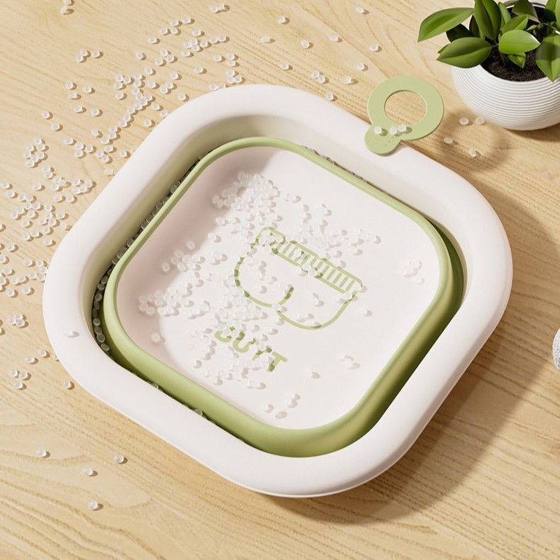 Cada pliabila pentru baie pentru copii, cadita pentru bebelusi, model patrat pentru fundulet, verde, 30x30x3.5 cm, 3.5 l [6]