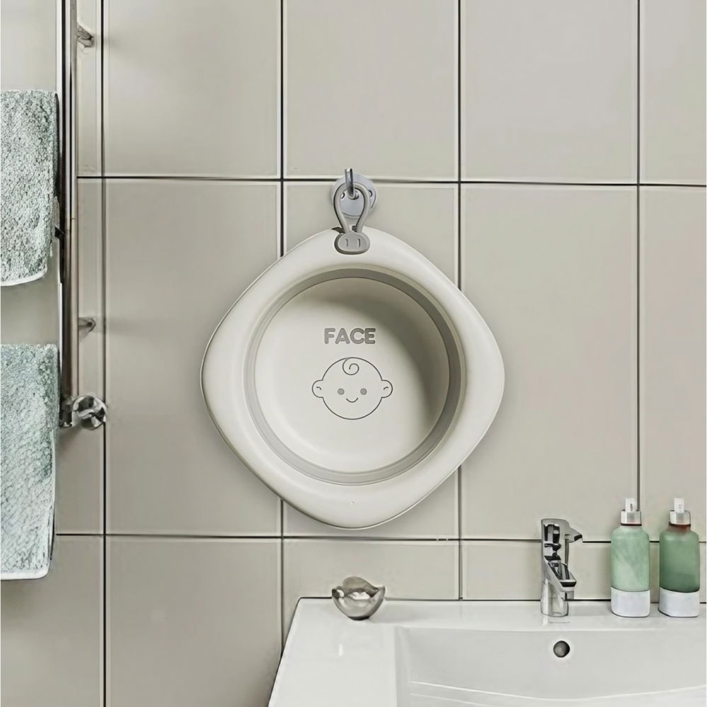 Cada pliabila pentru baie pentru copii, cadita pentru bebelusi, model romb pentru fata, gri, 31.5x31.5x3.5 cm, 3l [4]