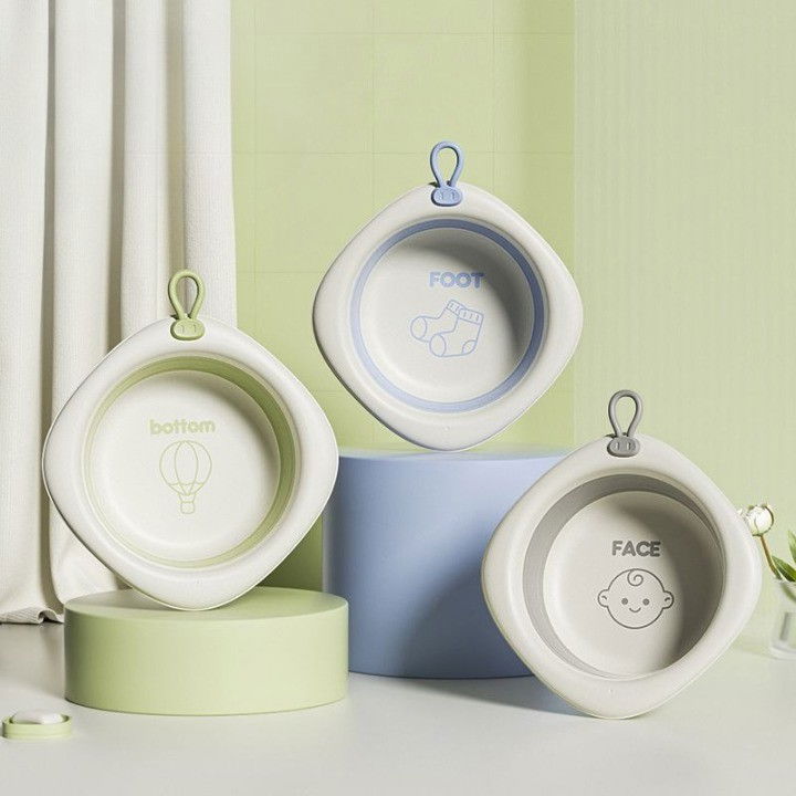 Cada pliabila pentru baie pentru copii, cadita pentru bebelusi, model romb pentru fata, gri, 31.5x31.5x3.5 cm, 3l [6]