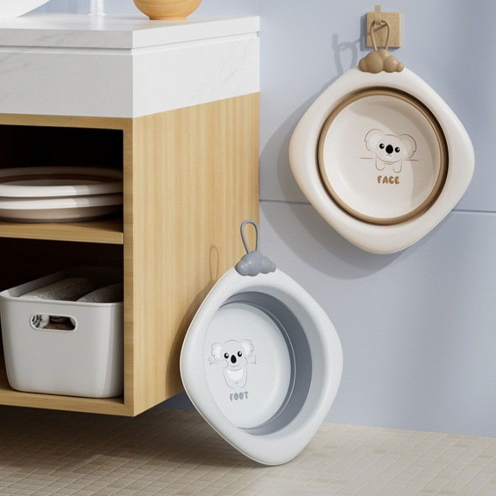 Cada pliabila pentru baie pentru copii, cadita pentru bebelusi, model romb pentru fata koala, maro, 30x30x3.5 cm, 4l [5]