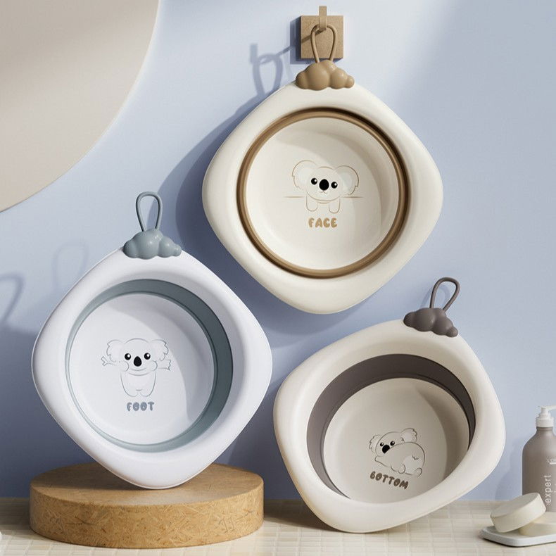 Cada pliabila pentru baie pentru copii, cadita pentru bebelusi, model romb pentru picioare koala, gri, 30x30x3.5 cm, 4l [2]