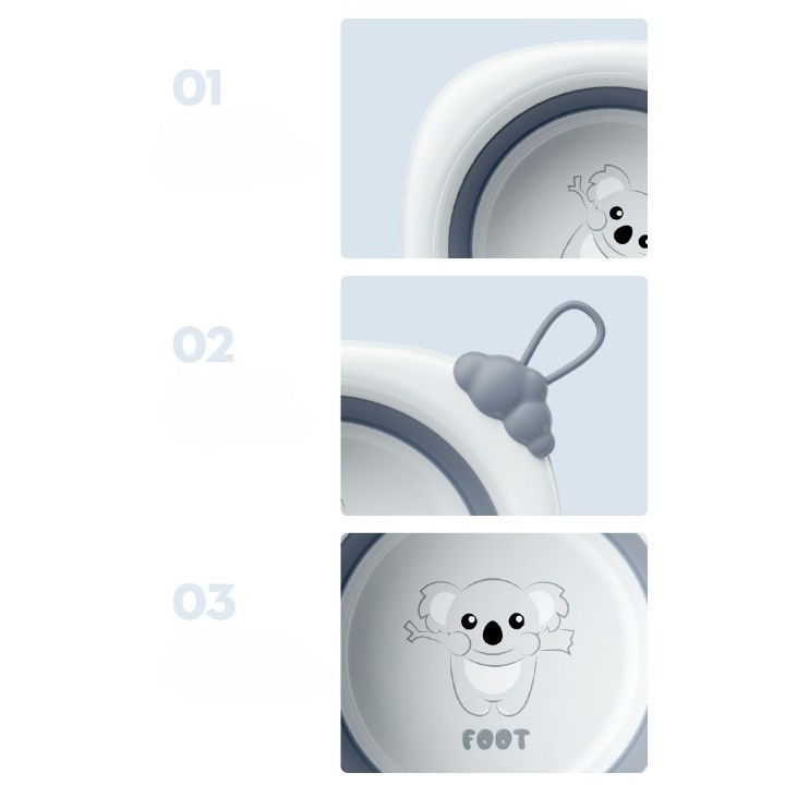 Cada pliabila pentru baie pentru copii, cadita pentru bebelusi, model romb pentru picioare koala, gri, 30x30x3.5 cm, 4l [7]