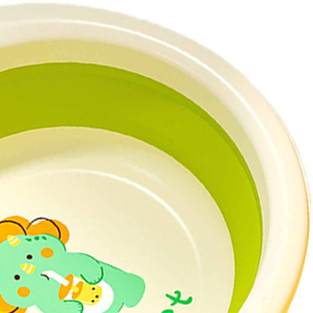 Cada pliabila pentru baie pentru copii, cadita pentru bebelusi, model rotund cu dinozaur, verde, 30x30x3.7 cm, 4l [5]