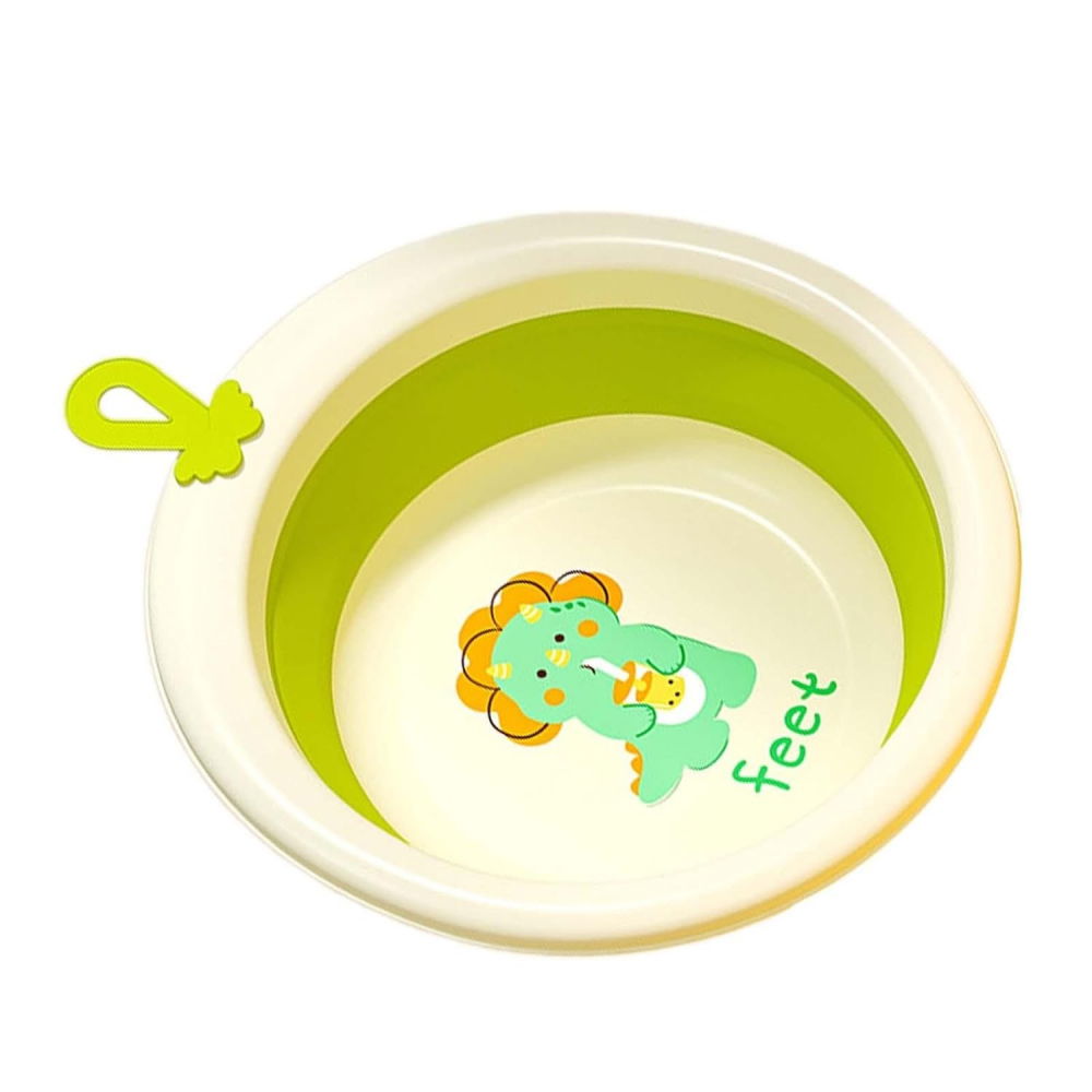 Cada pliabila pentru baie pentru copii, cadita pentru bebelusi, model rotund cu dinozaur, verde, 30x30x3.7 cm, 4l [4]