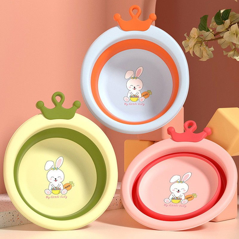 Cada pliabila pentru baie pentru copii, cadita pentru bebelusi, model rotund cu iepuras, blue, 30x31x3.5 cm, 3.3 l [11]