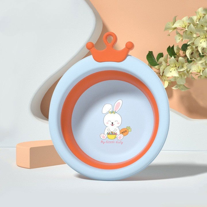 Cada pliabila pentru baie pentru copii, cadita pentru bebelusi, model rotund cu iepuras, blue, 30x31x3.5 cm, 3.3 l [8]