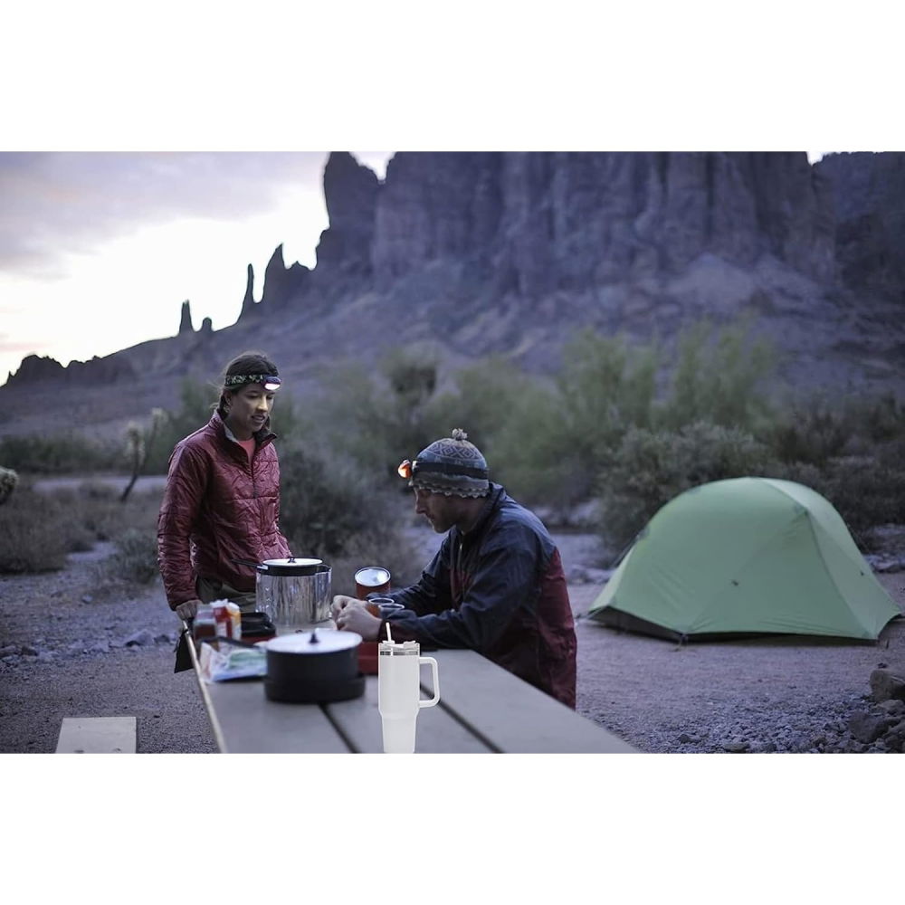 Cana termos din plastic, pentru bauturi calde si reci, cu maner, 9.9x9.9x27 cm, alb [5]