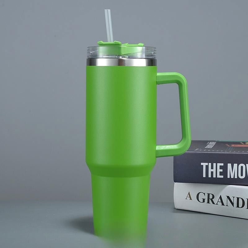 Cana termos din plastic, pentru bauturi calde si reci, cu maner, 9.9x9.9x27 cm, verde [5]