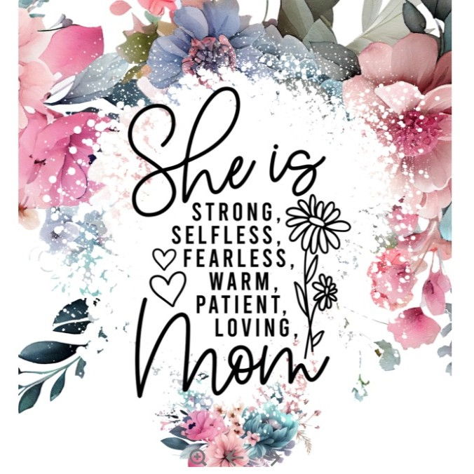 Cana termos din plastic, pentru bauturi calde si reci, cu maner, imprimeu floral, cu mesaj pentru mama, alb, 10x7.6x27.5 cm [5]