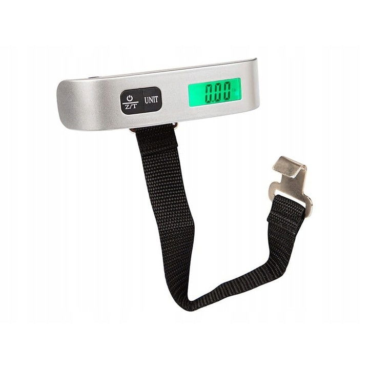 Cantar digital de mana curea, cantar portabil, cantarire bagaje, capacitate 50 kg, functie de tara, 12.5 x 2.8 x 2.8 cm, alb-negru [10]