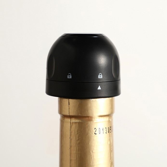 Capac de etansare a sticlei de sampanie, rotativ, on-off, silicon, reutilizabil, usor de depozitat si folosit, 3.9 x 3.9 x 3.3 cm, negru [4]