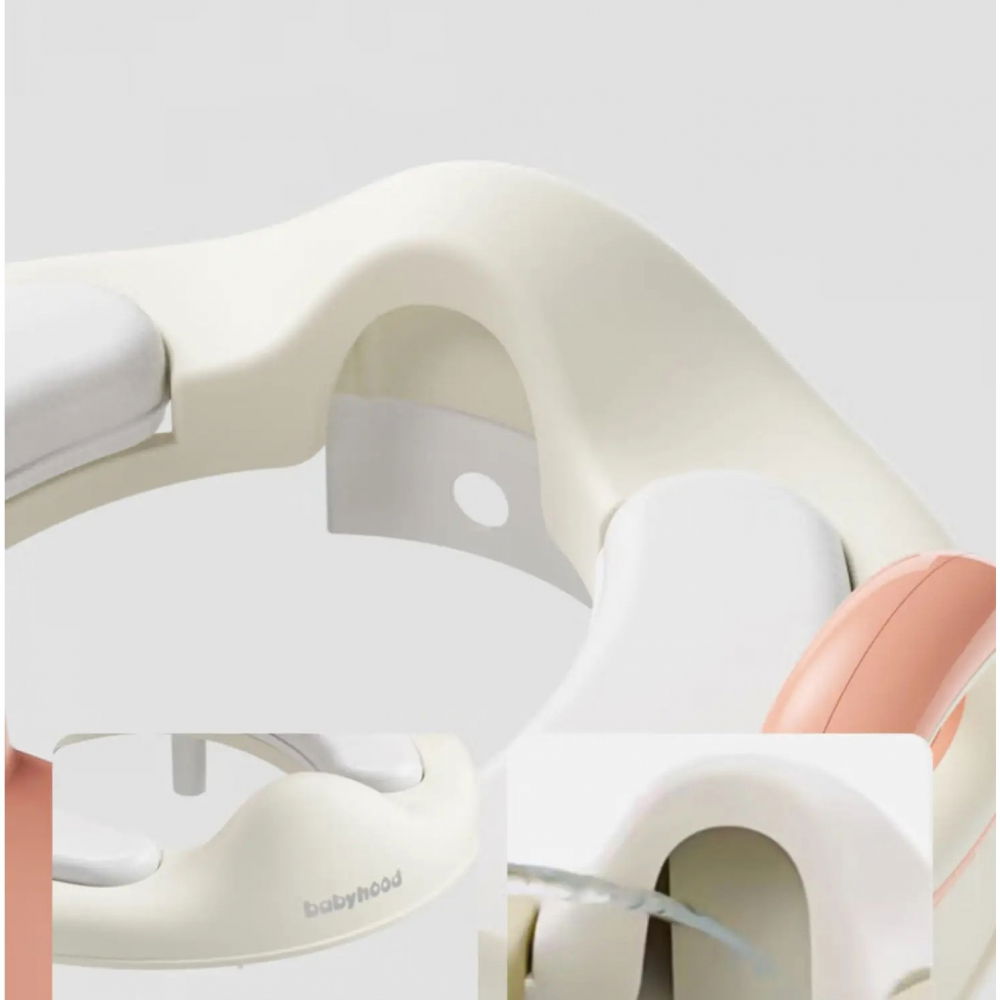 Capac wc cu reductie, pentru copii, cu manere, model ursulet, plastic durabil, roz [3]