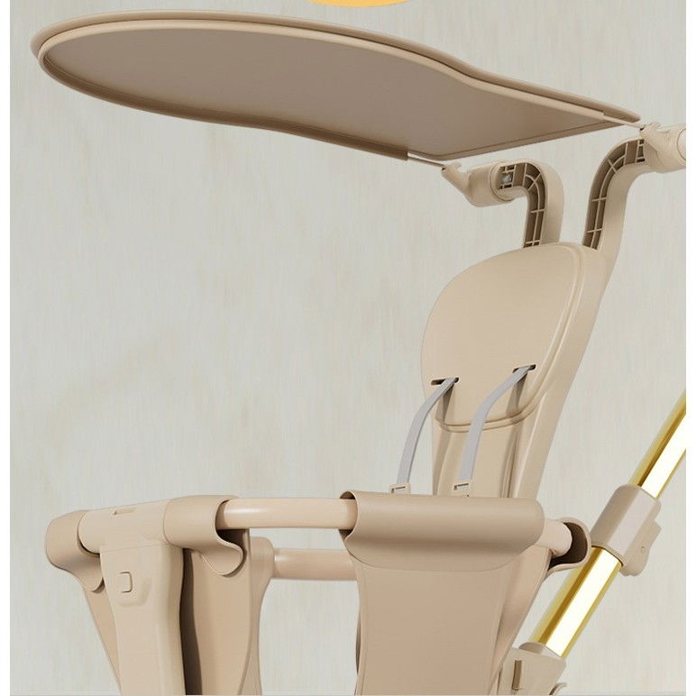 Carucior pliabil, 1-3 ani, reversibil, 4 roti, parasolar, din aliaj de aluminiu + plastic + textil, 52 x 42 x 90 cm, bej [5]