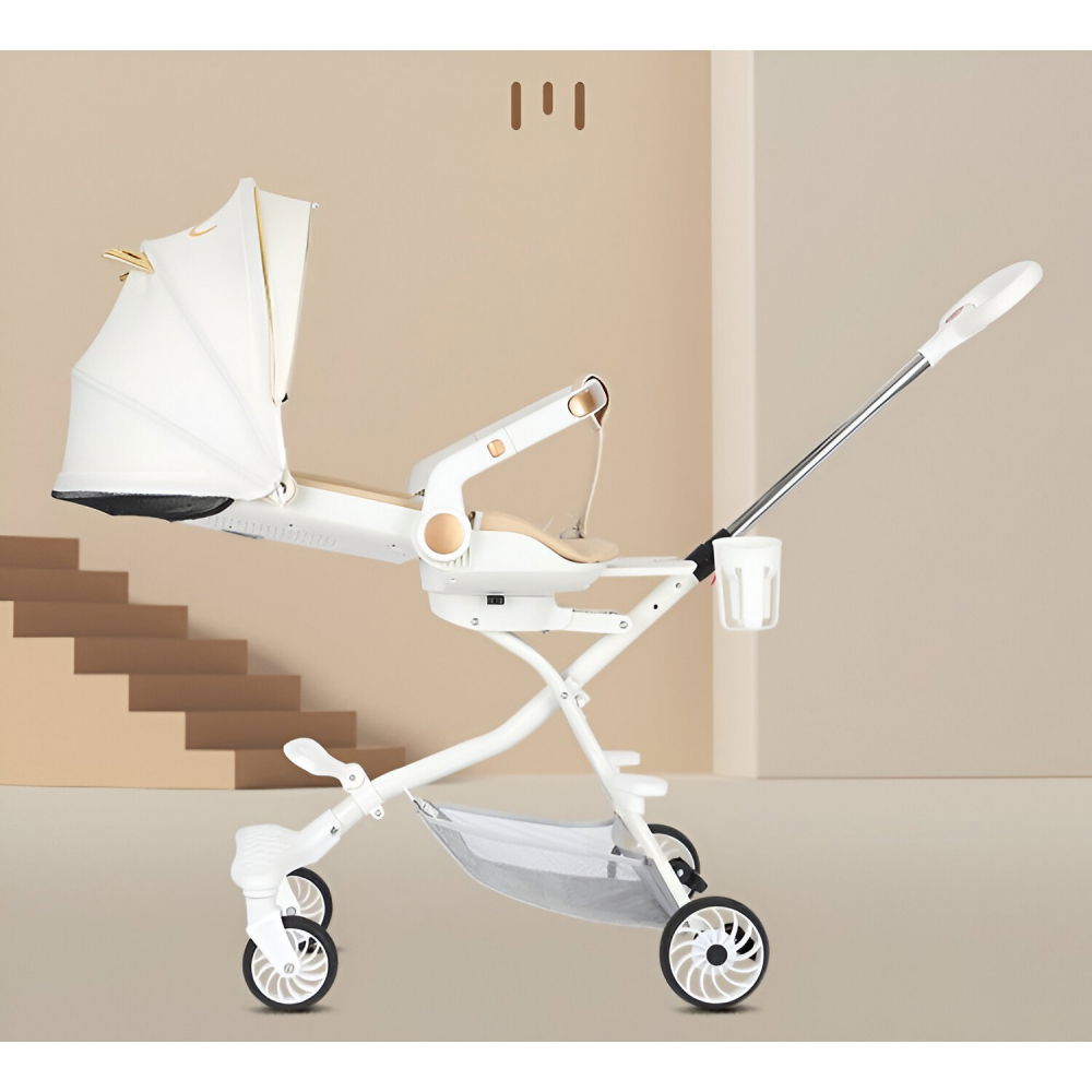 Carucior sport  3in1, 6-36 luni, reversibil, pliabil, tavita pentru masa, pozitie de somn, centura de siguranta, roti 360, suport pahar, copertina pentru soare, 33x66x85cm, alb model pisica [12]