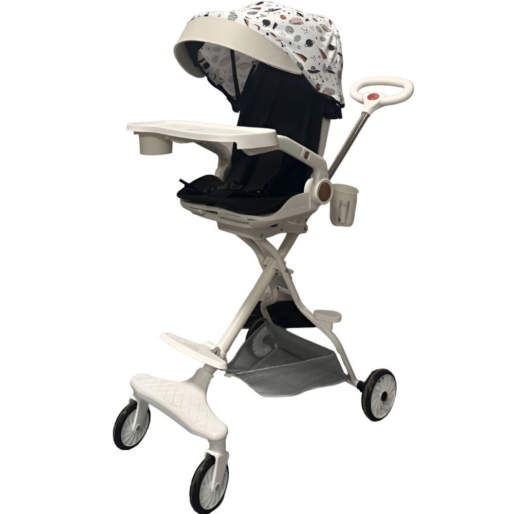 Carucior sport  3in1, 6-36 luni, reversibil, pliabil, tavita pentru masa, pozitie de somn, centura de siguranta, roti 360, suport pahar, copertina pentru soare, 32x63x95cm, bej model cosmos [1]