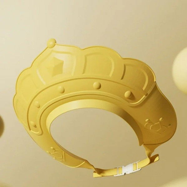 Casca de dus, previne scurgerea apei si samponului pe fata, 0-12 ani, ajustabila, din tpe+pp, 20 x 23 cm, model coroana, galben [3]