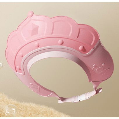 Casca de dus, previne scurgerea apei si samponului pe fata, 0-12 ani, ajustabila, din tpe+pp, 20 x 23 cm, model coroana, roz [4]