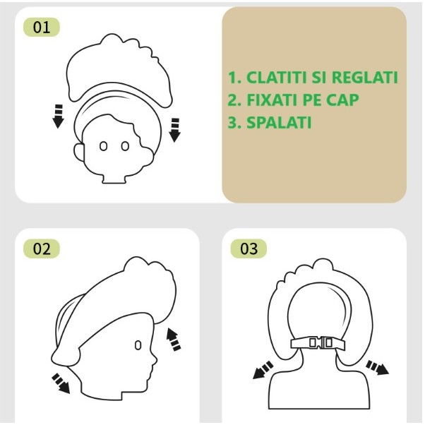 Casca de dus, previne scurgerea apei si samponului pe fata, 0-12 ani, ajustabila, din tpe+pp, 20 x 23 cm, model crocodil, roz/mov [6]