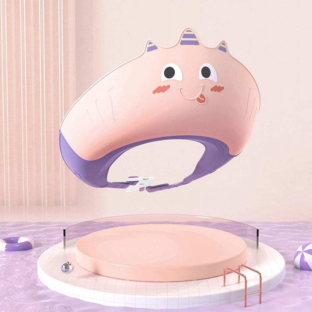 Casca de dus, previne scurgerea apei si samponului pe fata, 0-12 ani, ajustabila, din tpe+pp, 20 x 23 cm, model unicorn, roz/mov [4]