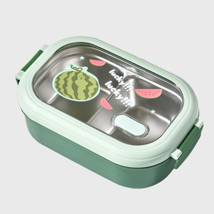 Caserola container pentru pranz, caserola lunch box pentru studenti, din plastic pp, pentru scoala, compartiment metalic in interior, 22.5 x 14.5 x 8 cm, verde [1]